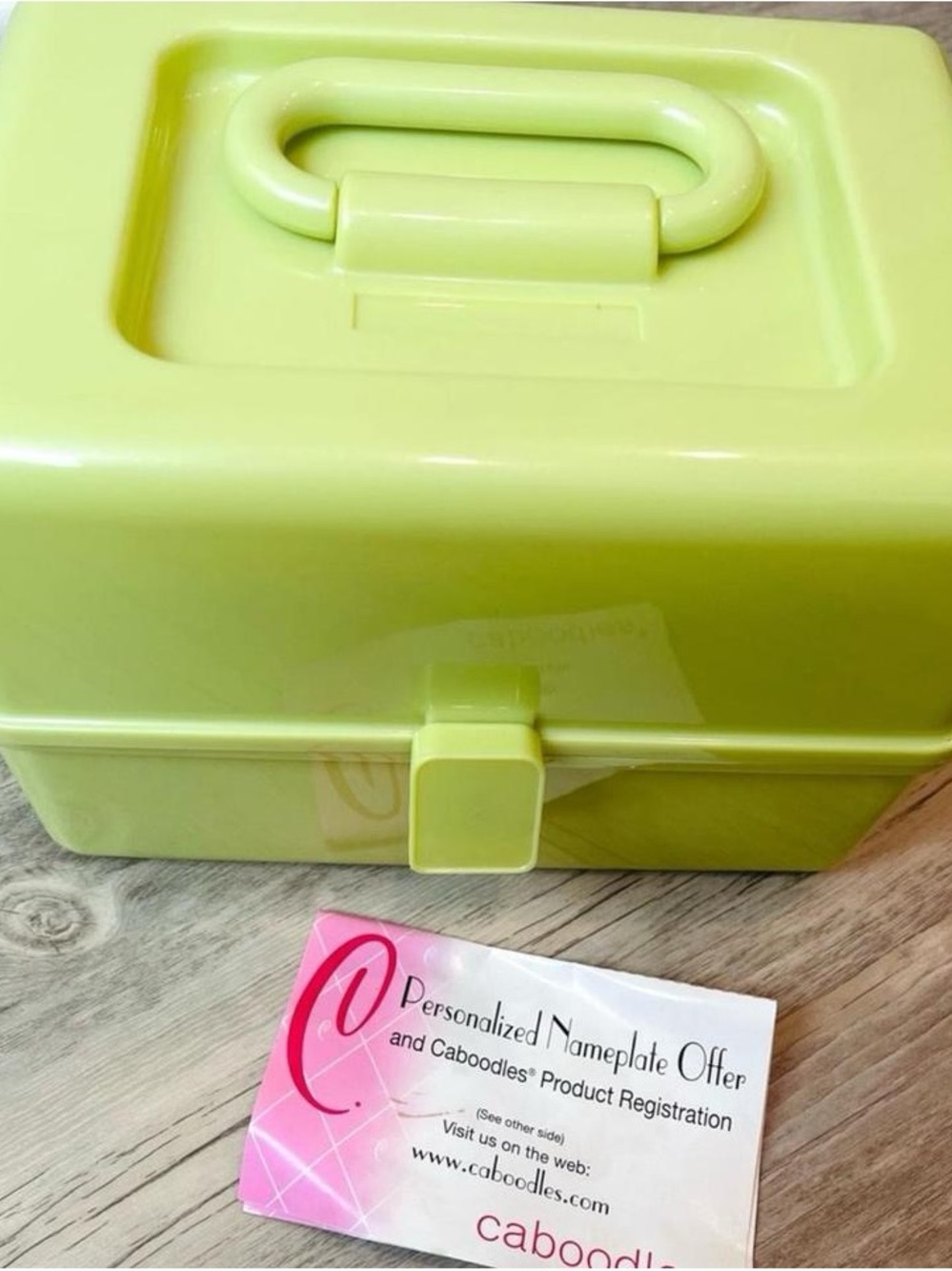 Y2K Caboodle Lime Green Plastic Storage Case with Top Handle